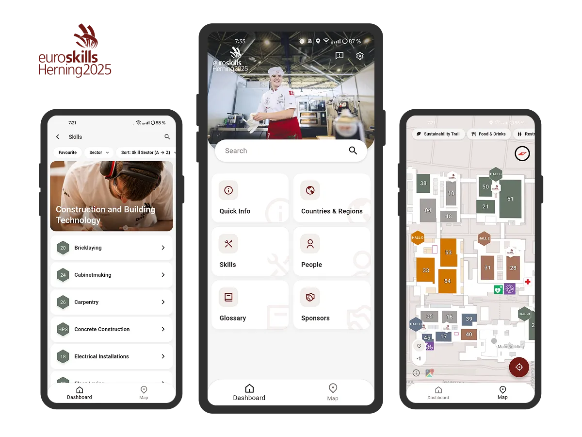 EuroSkills App screens
