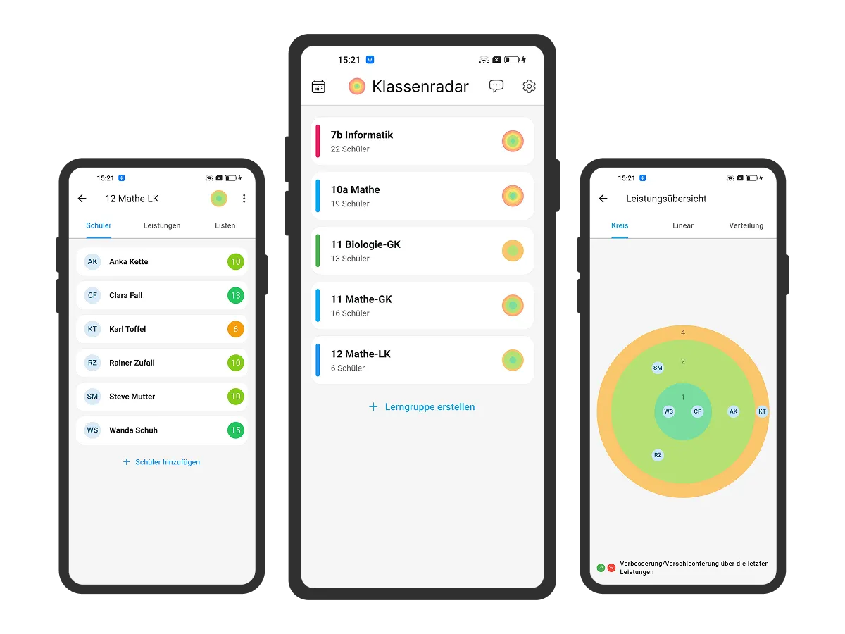 Klassenradar teacher app screens
